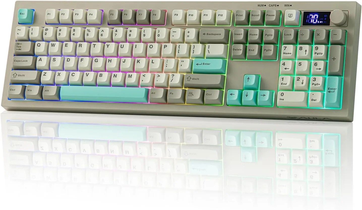 Teclado Gamer Epomaker Aula S102 PRO Membrana con Pantalla TFT y Control de Volumen