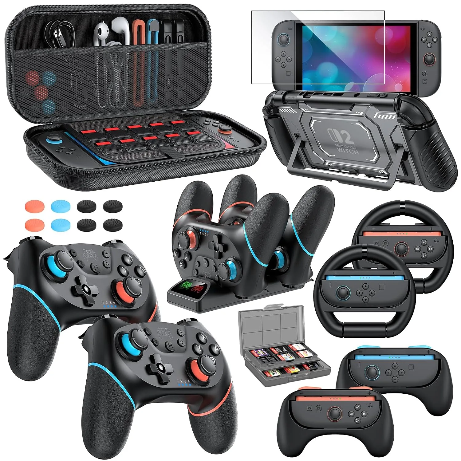 Switch 2 Pro Controller Accessories Bundle for Nintendo Switch 2