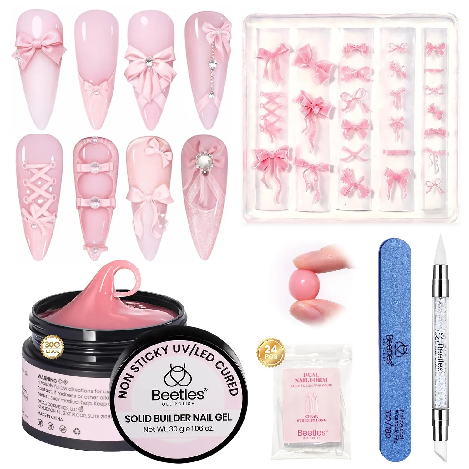 Gel para uñas Beetles 3D Builder Pink 30g con molde 3D y accesorios