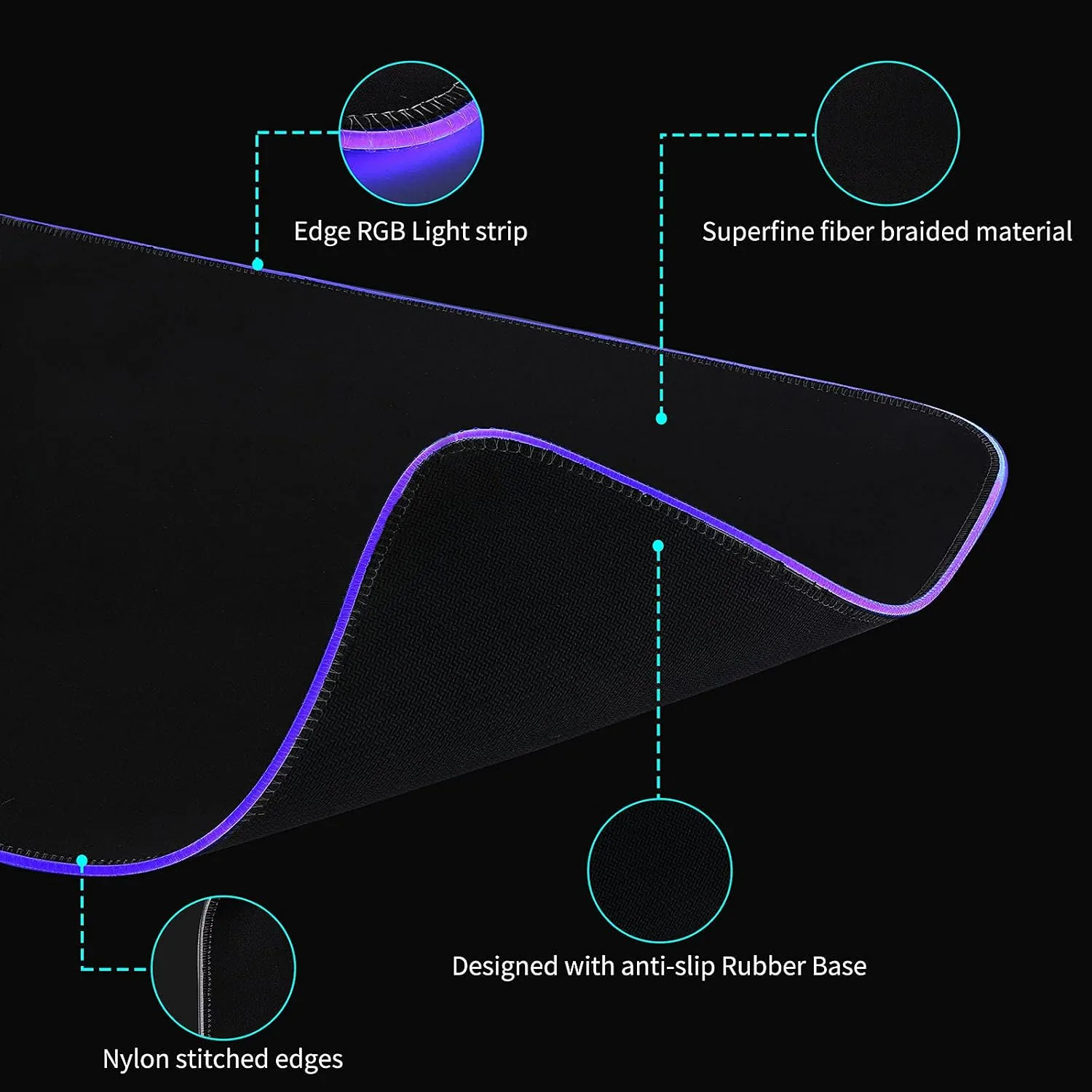 TIDALSOIL RGB Gaming Mouse Pad with 4-Port USB Hub, 31.5x11.8 in Desk Mat