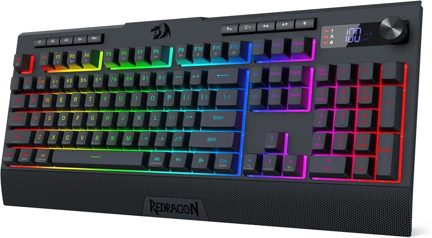 Redragon K525 PRO RGB Wireless Membrane Gaming Keyboard, Screen + Knob