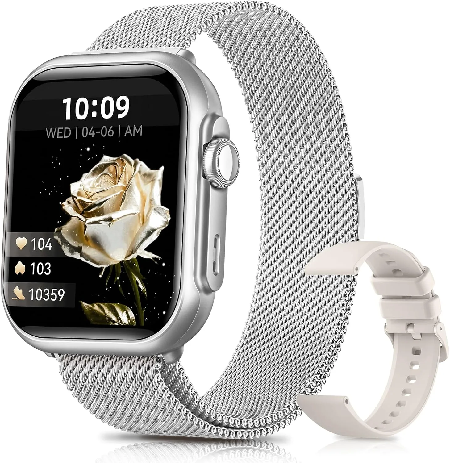 Smart Watches for Women Android& iPhone, 1000mAh Battery, Health Monitoring
