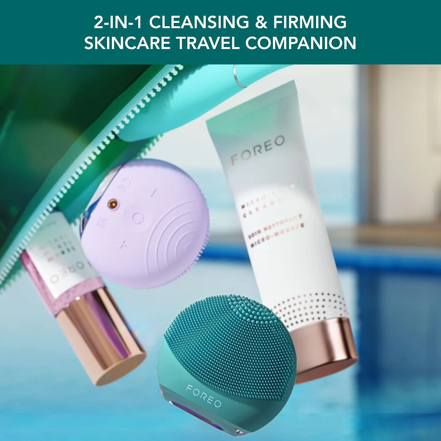 FOREO Luna 4 go Facial Cleansing Brush & Firming Face Massager, Evergreen