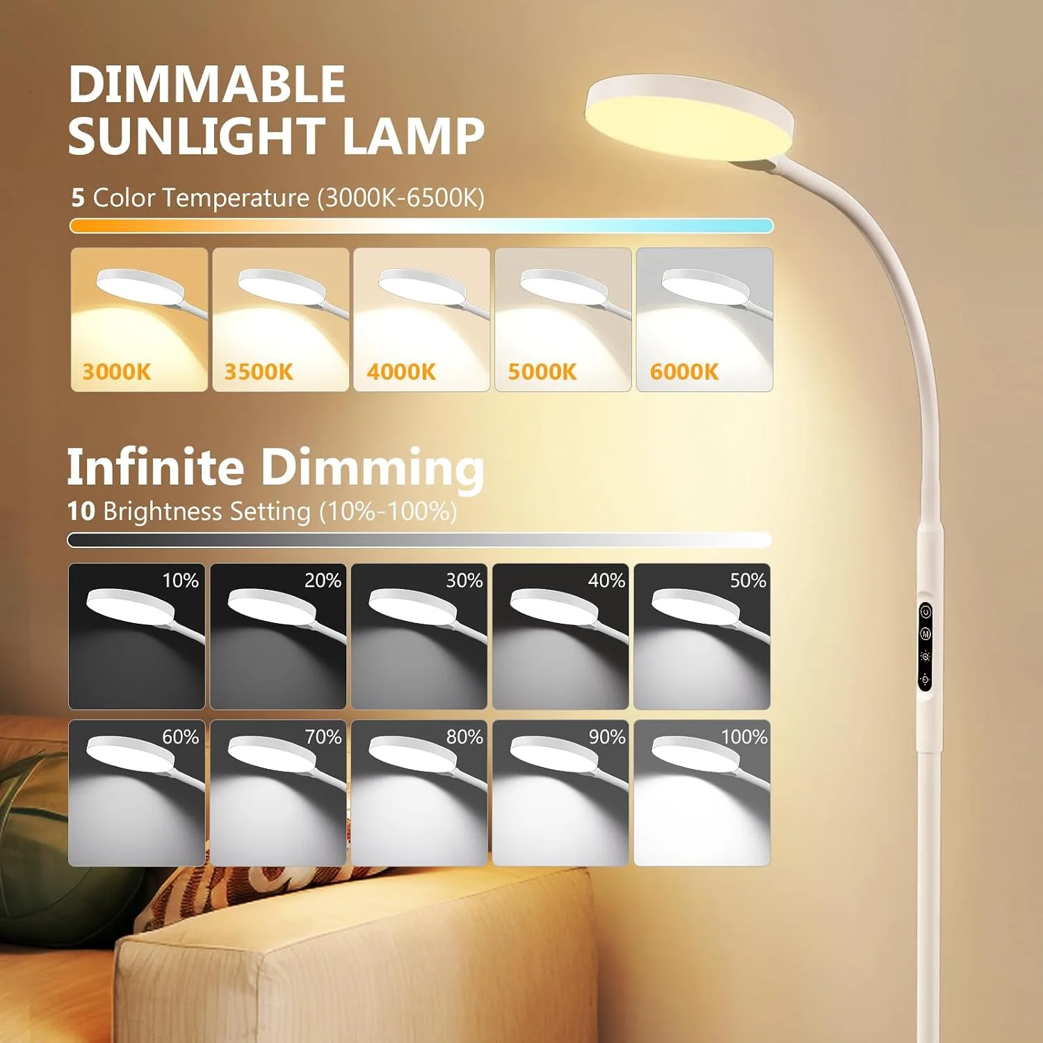 Light Therapy Lamp, 3 in 1 Therapy Floor Lighting, 11000 Lux