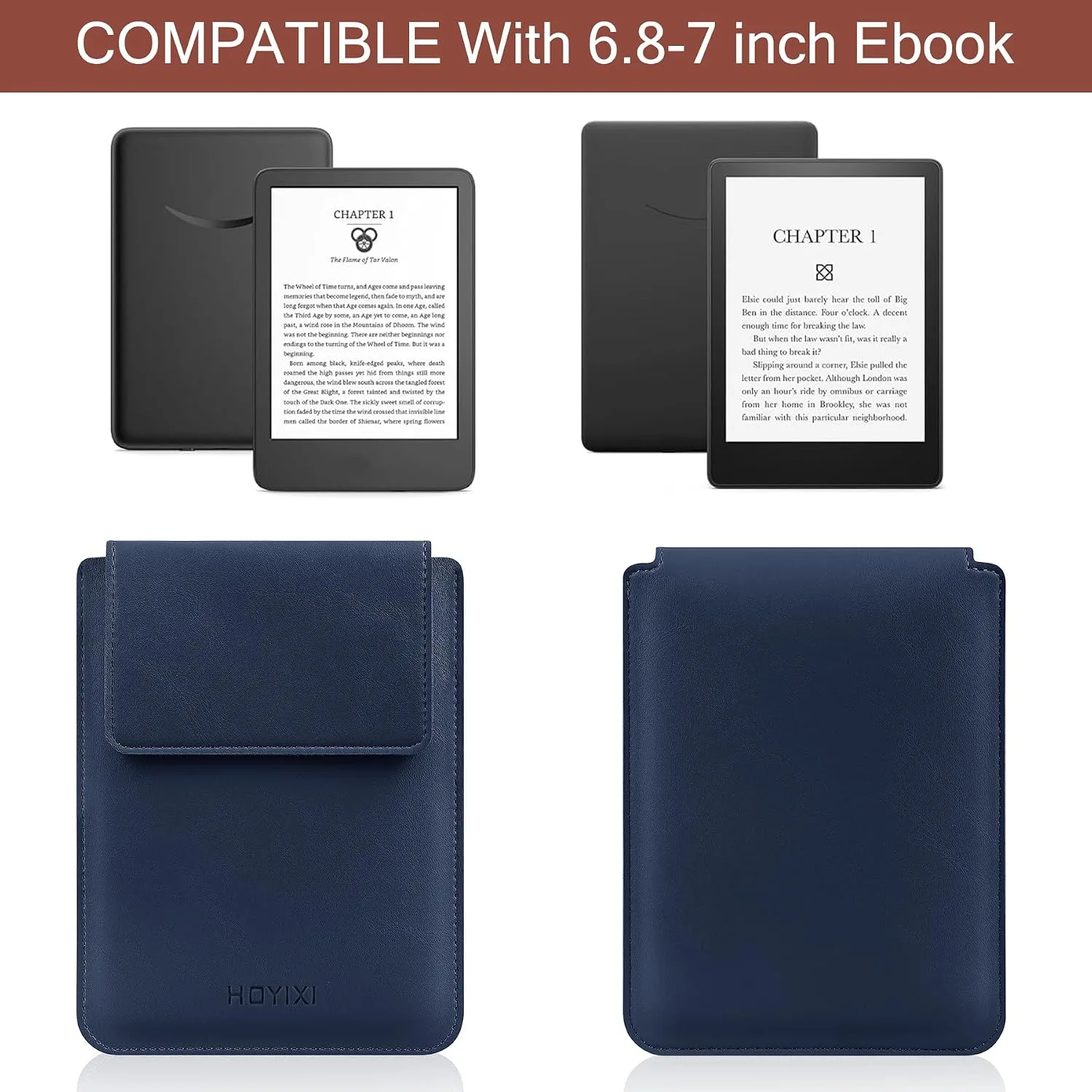 HoYiXi Universal Sleeve Case for 6.8",7" Paperwhite/Colorsoft/Signature Edition 2025 & 2021 Compatible 6.8" Kobo Clara HD/Pocketbook/Tolino Protective Case for 6.8'' 7'' ebook Reader, v
