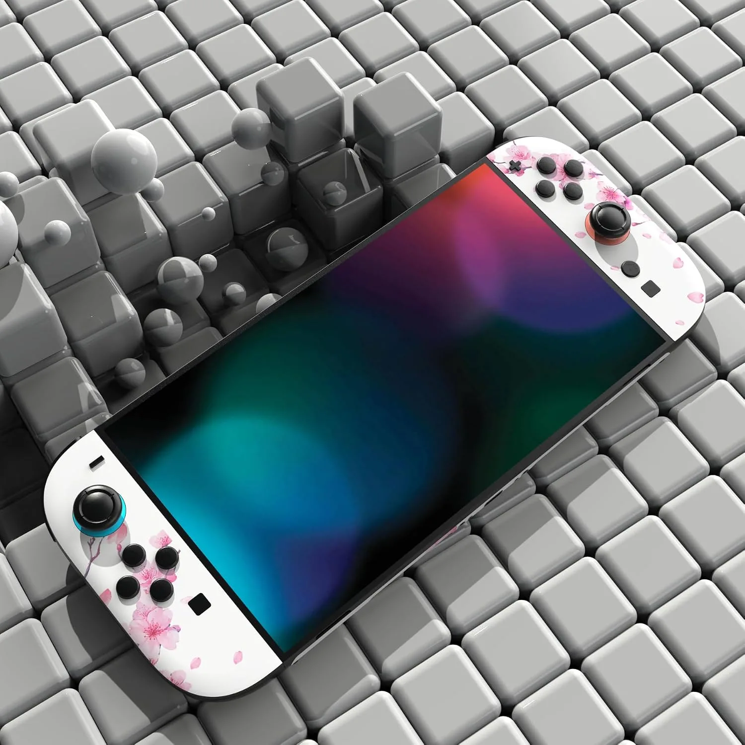 PlayVital for Nintendo Switch 2 Skin Full Set (2-Pack) - Protective Vinyl Decal Stickers for Switch 2 Console, Joycons, Handle Grips & Dock | No Residue, Anti-Scratch - Cherry Blossoms Petals A
