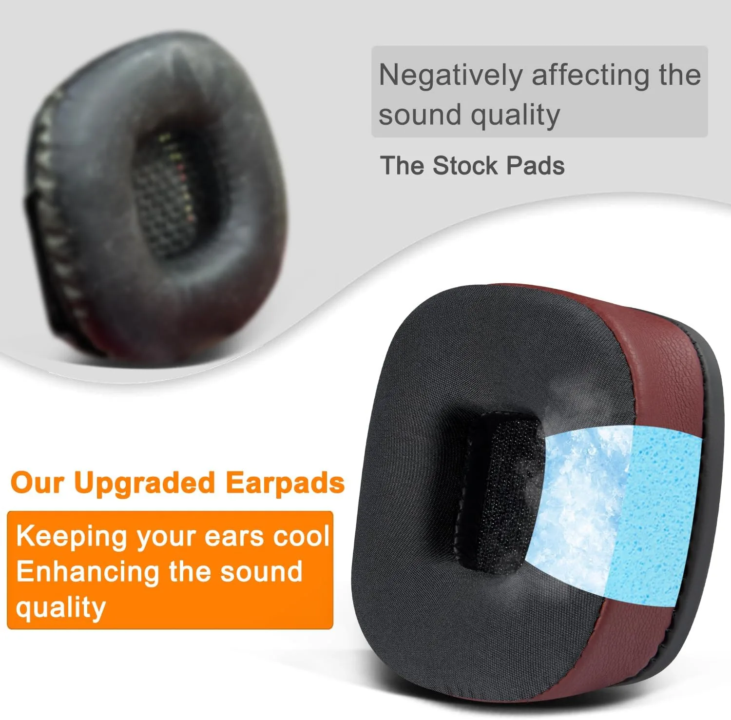 SOULWIT Cooling Earpads for Marshall Major I/II/III/IV/V - Burgundy