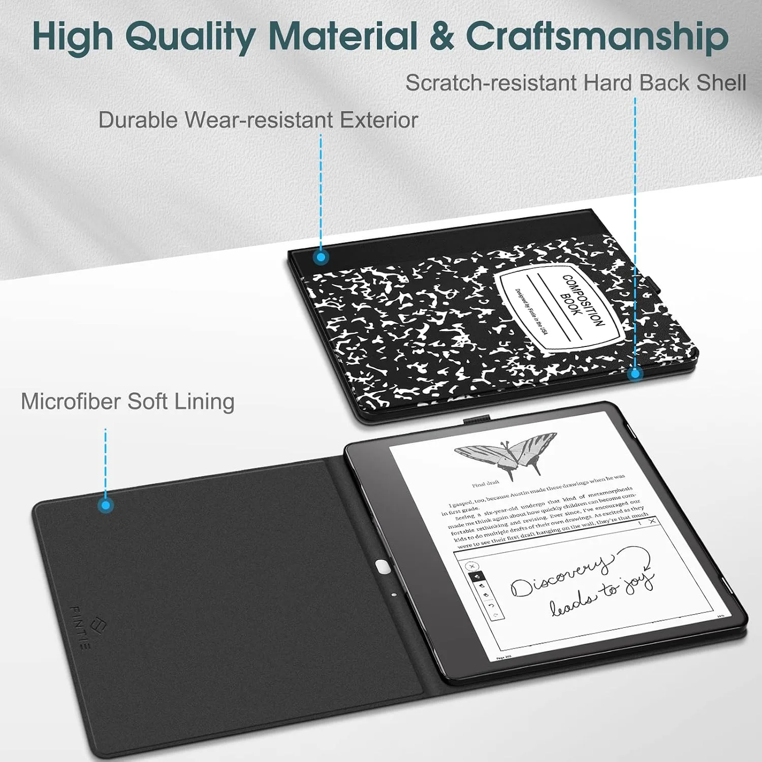 Fintie Slimshell Case for 10.2" Kindle Scribe 2024/2022, Composition Book
