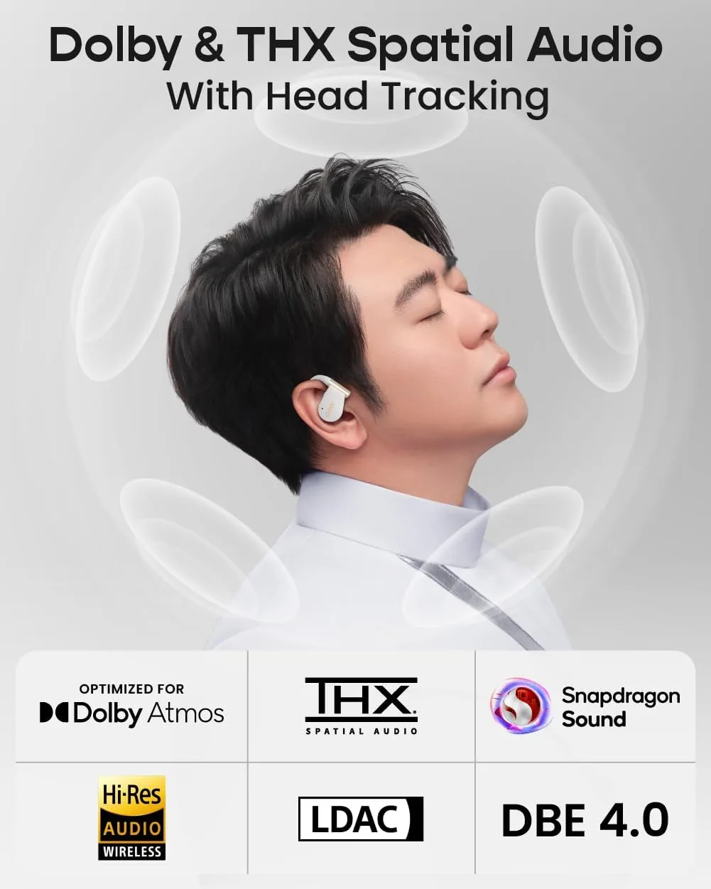 Cleer ARC 5 Open Ear Earbuds with Dolby & THX Audio, White