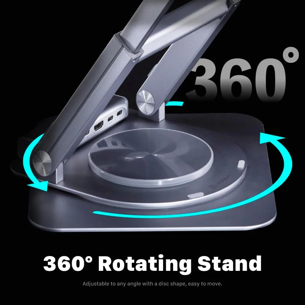 ADAM ELEMENTS Hub Stand Ultra - 6-in-1 Magnetic Detachable USB-C Hub & Ergonomic Laptop Stand, Foldable 4K HDMI Docking Station for MacBook Pro/Air M4 M3 M2 M1, iPad & 17" Laptops