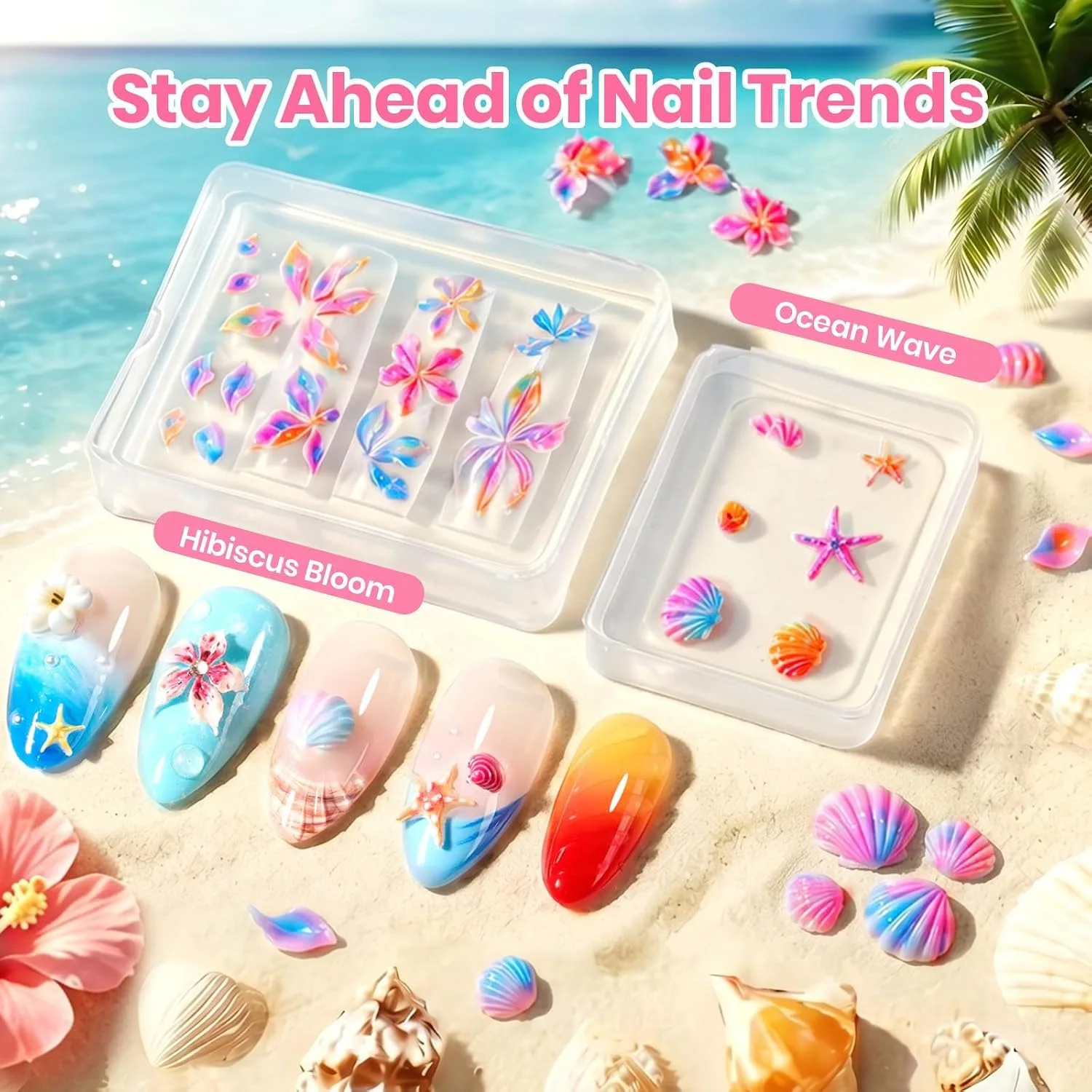 Beetles 3D Gel Nail Art White Clear Pink Coral Sands, with UV LED Nail Lamp