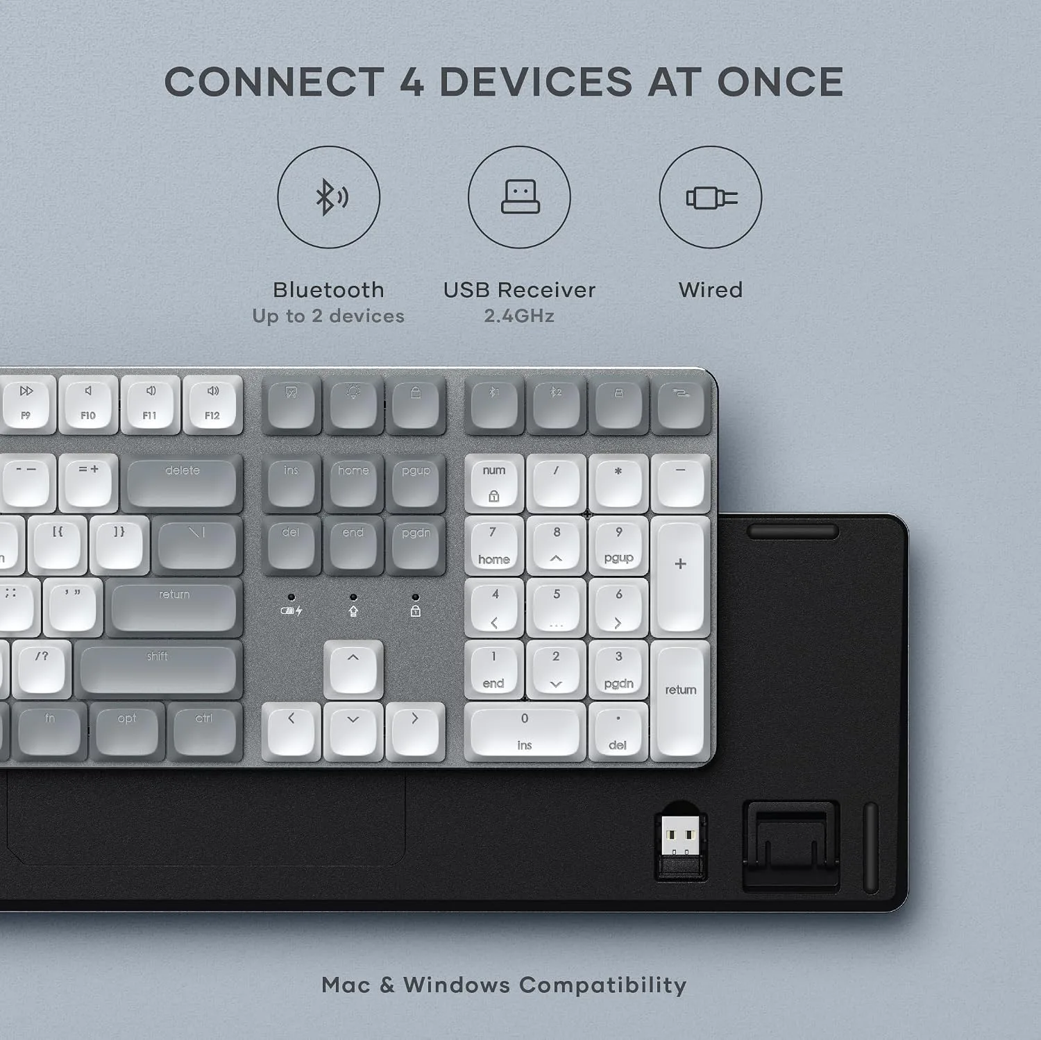 Satechi SM3 Mechanical Keyboard, White LED Backlit, Light Gray/White