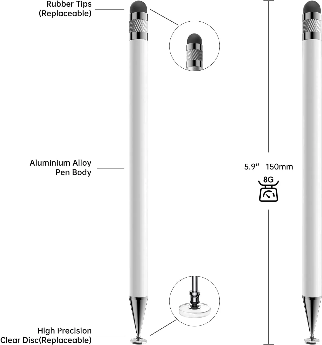 Bopomofo Stylus(5 Pcs),2-in-1 Stylus Pen for Touchscreen,Capacitive Stylus