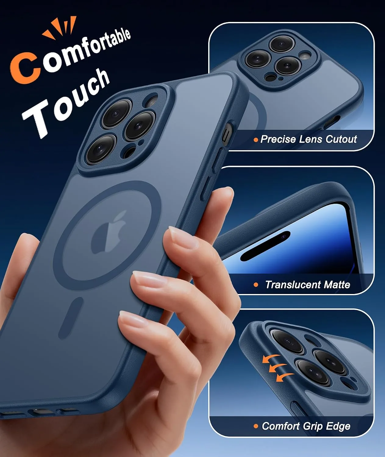 FNTCASE for iPhone 14 Pro Max Case Fit for MagSafe Blue
