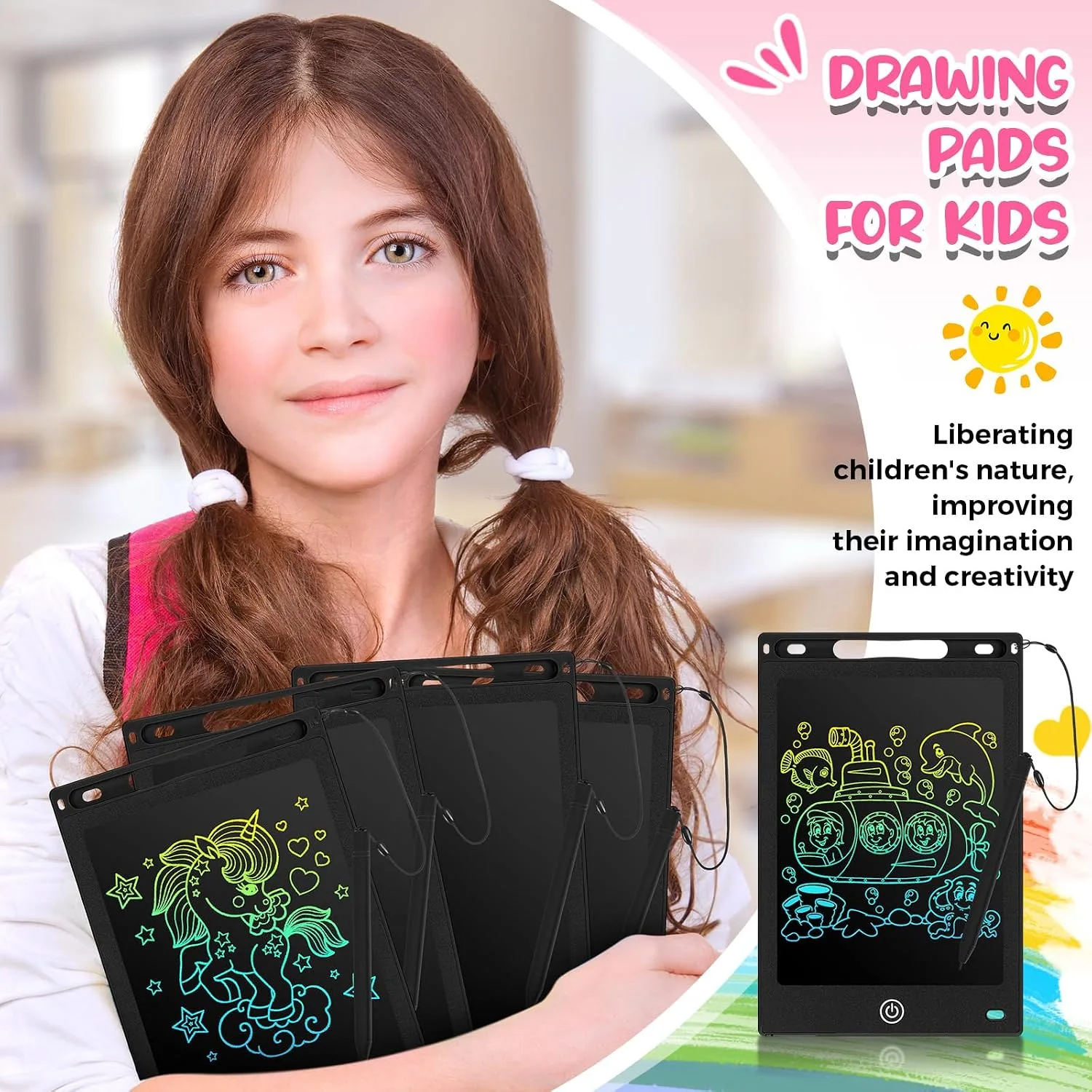 Zonon 4 Pcs LCD Writing Tablet for Kid, Black