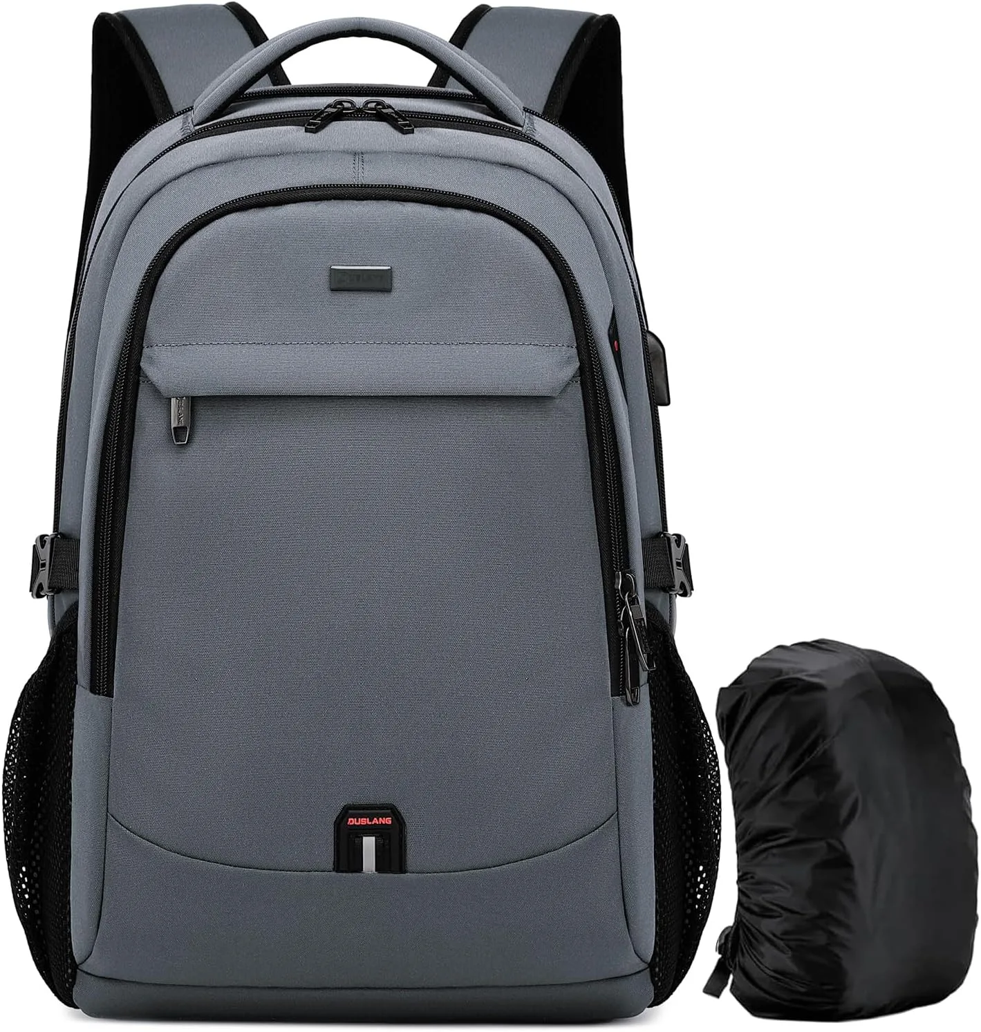 Mochila para laptop Duslang 17 pulgadas con puerto USB y cubierta impermeable Gris oscuro