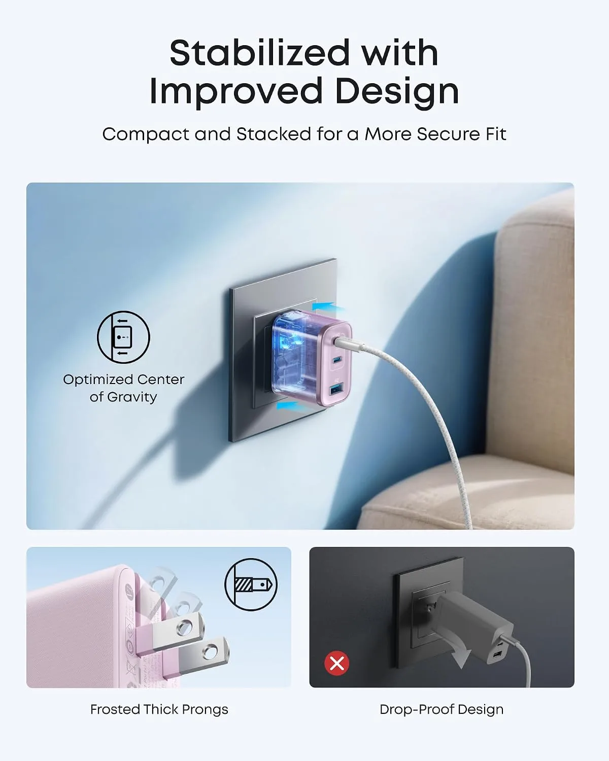 Anker Nano 70W Max 3-Port Fast Charger USB C, Type C Charger Fast Charging