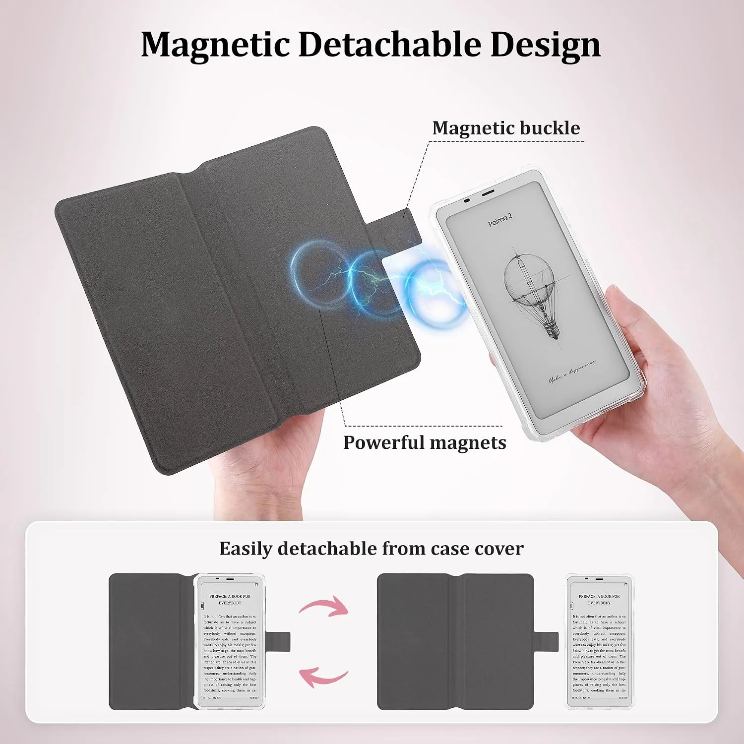 2in1 Case for Onyx BOOX Palma 2 Magnetic Detachable Folio Cover