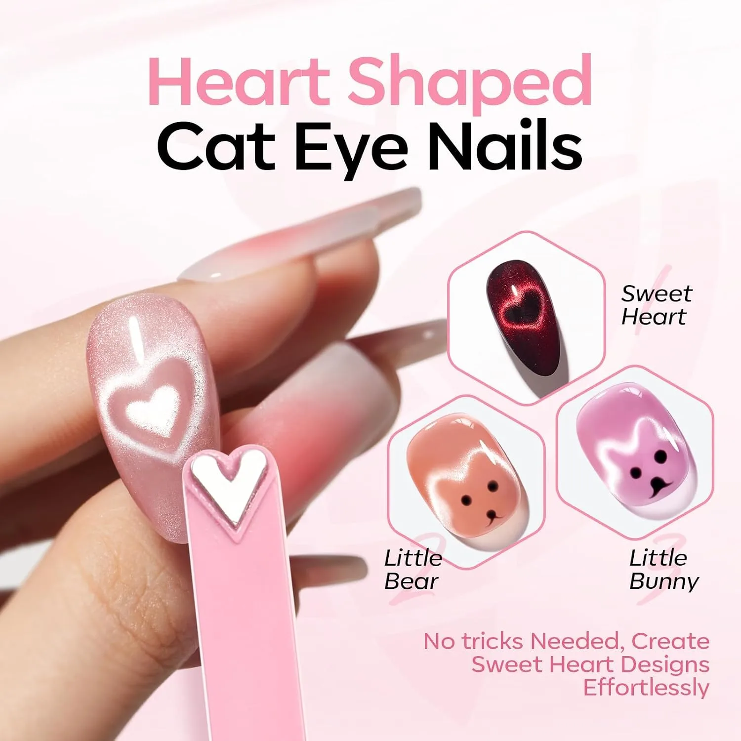 Modelones Cat Eye Magnet Light Pink 8-in-1 Tool Strong Magnetic for Cateye Gel Polish