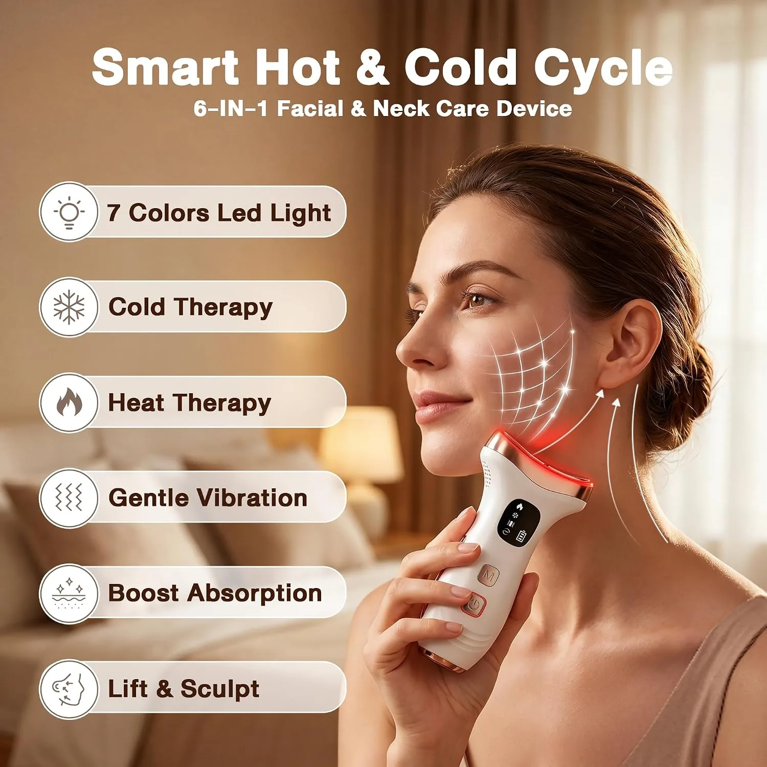 Facial Massager for Face & Neck, 7-in-1 Gua Sha Beauty Wand
