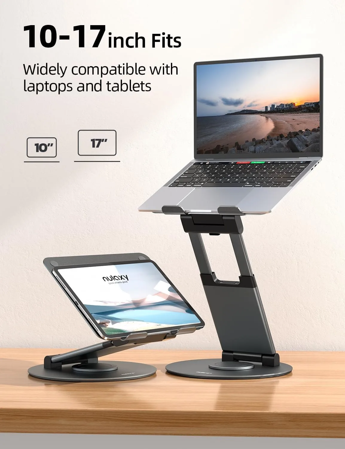 Nulaxy 18" Height Telescopic 360 Rotating Aluminum Laptop Stand Desk, Gray
