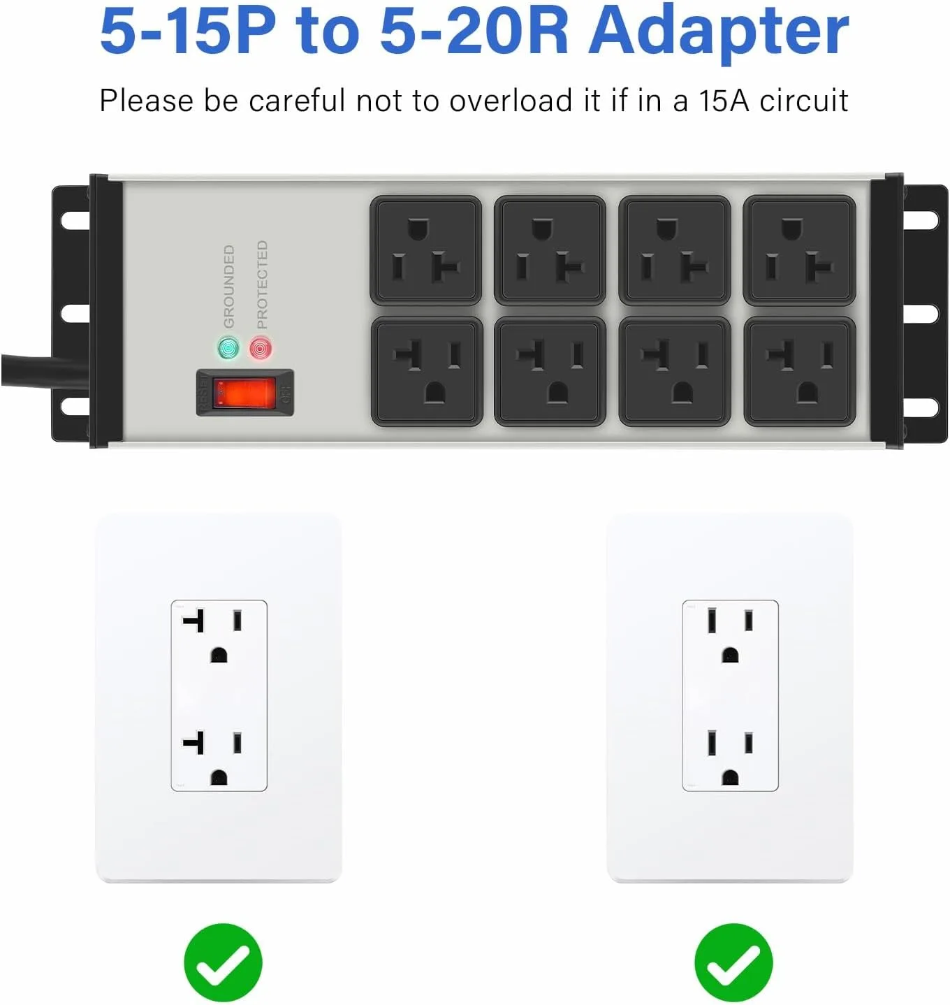 CCCEI 12 Gauge Heavy Duty Power Strip, 8 Ports, Grey, 6FT.