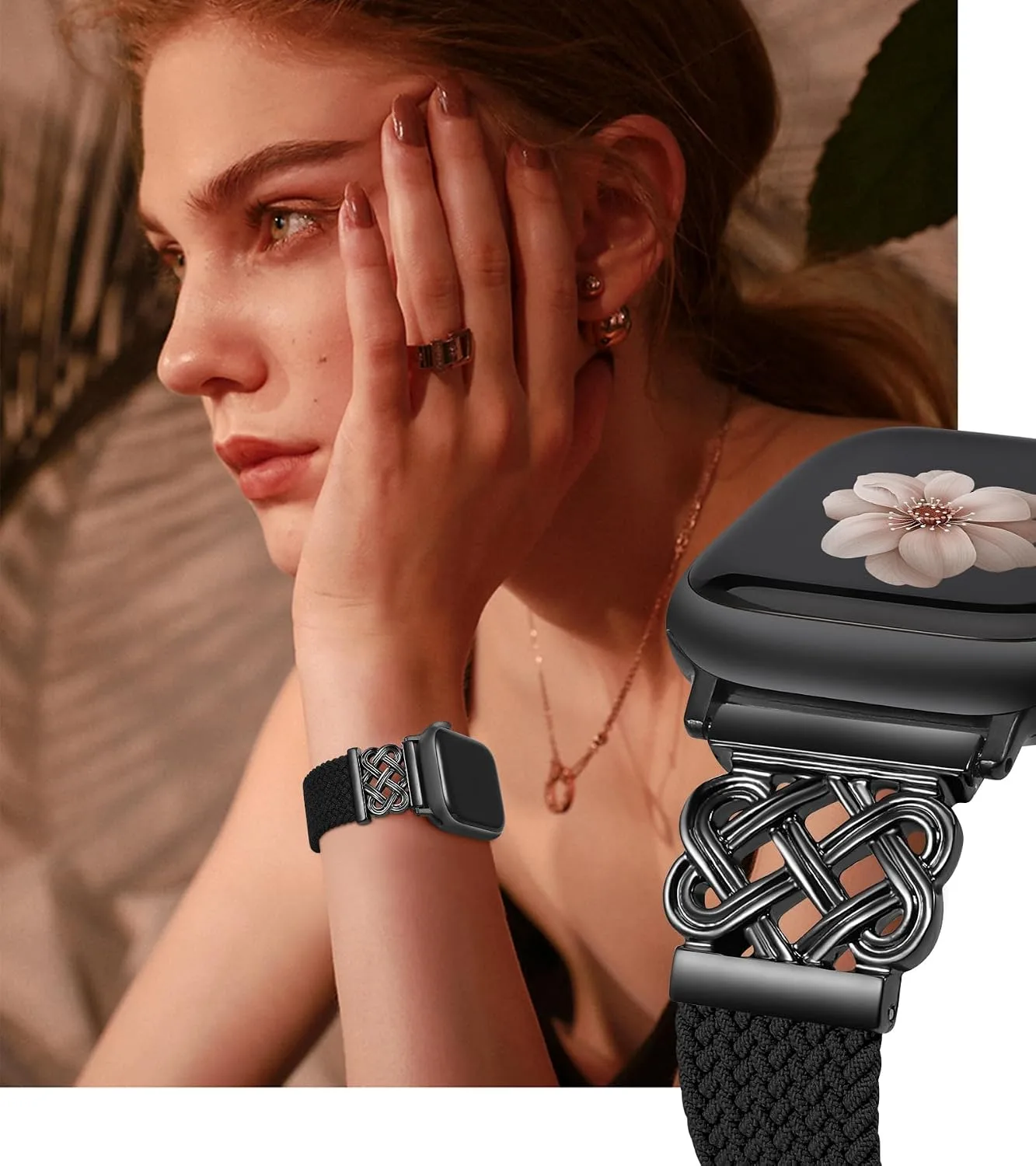 Braided Stretchy Band with Magnetic Clasp for Apple Watch Bands Women Men