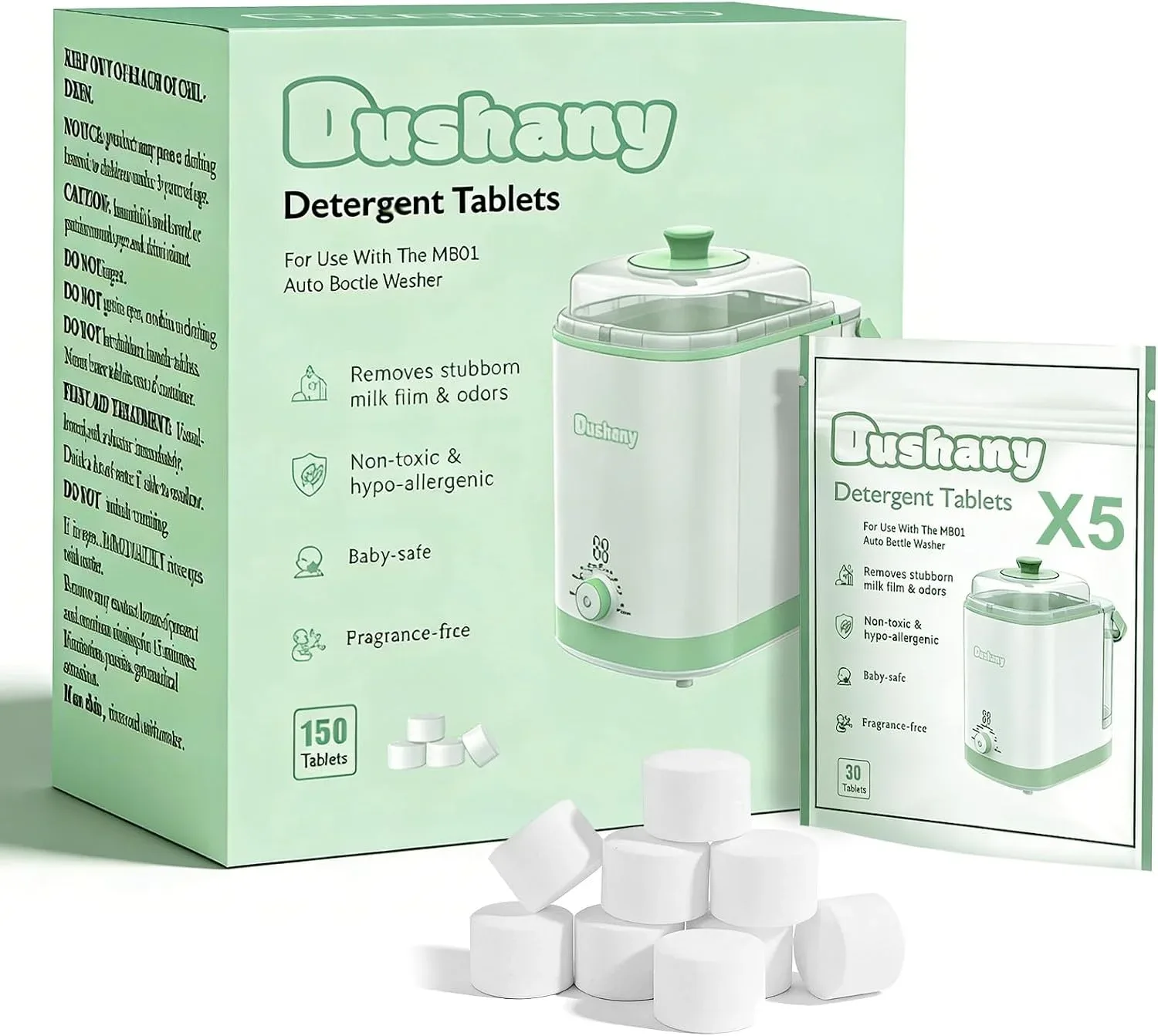 Dushany Descaling Tablets 150 PCS for Momcozy Baby Brezza Grownsy Papablic Momfann Bottle Washer - Detergent Tablets for All Brands Bottles Washers Machines