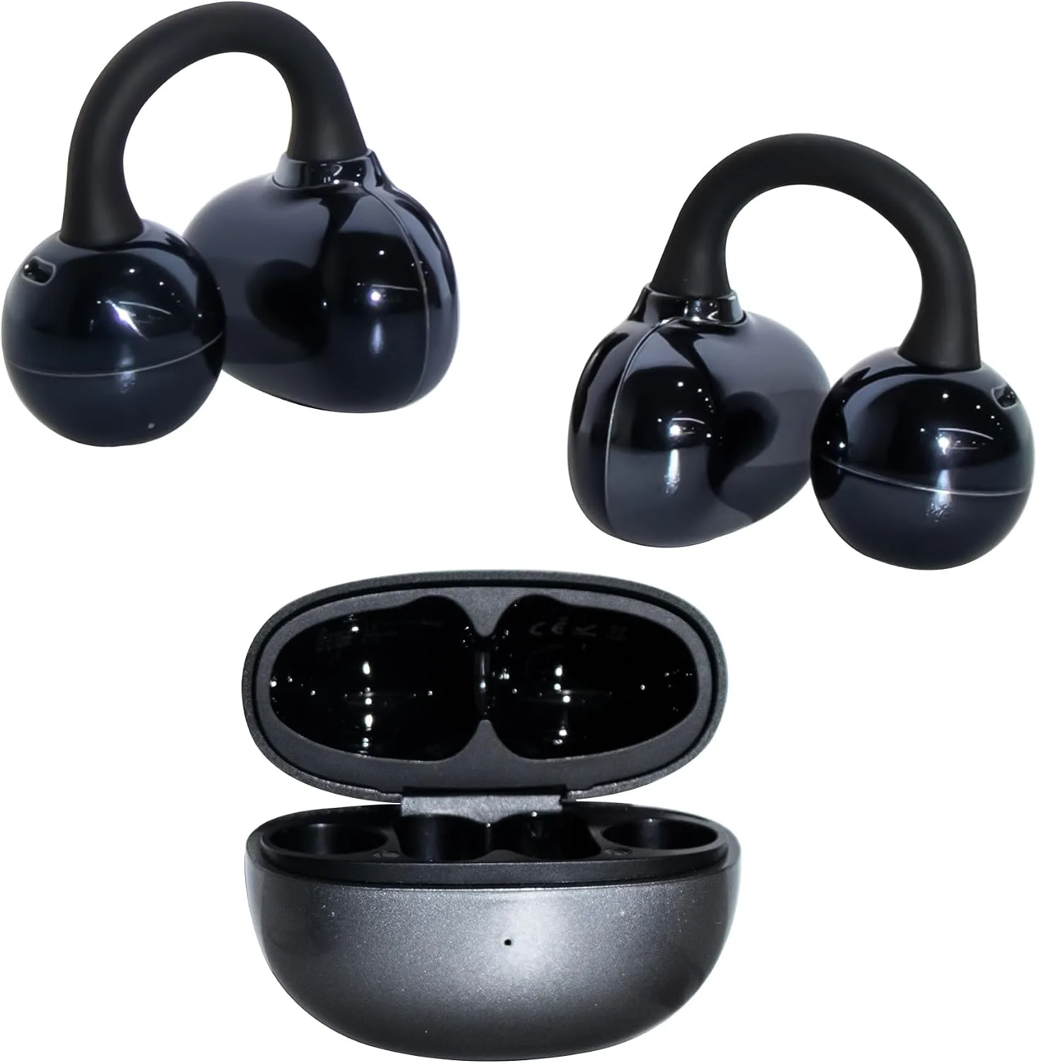 Open Ear M30 Earbuds, Bluetooth 6.0 Wireless Ultra Audio, ENC AI Air Conduction Headphones, 60H Playtime, Stereo Sound, Touch Control, Premium Clip-On Open-Ear Earphones for Office & Daily Use, Black