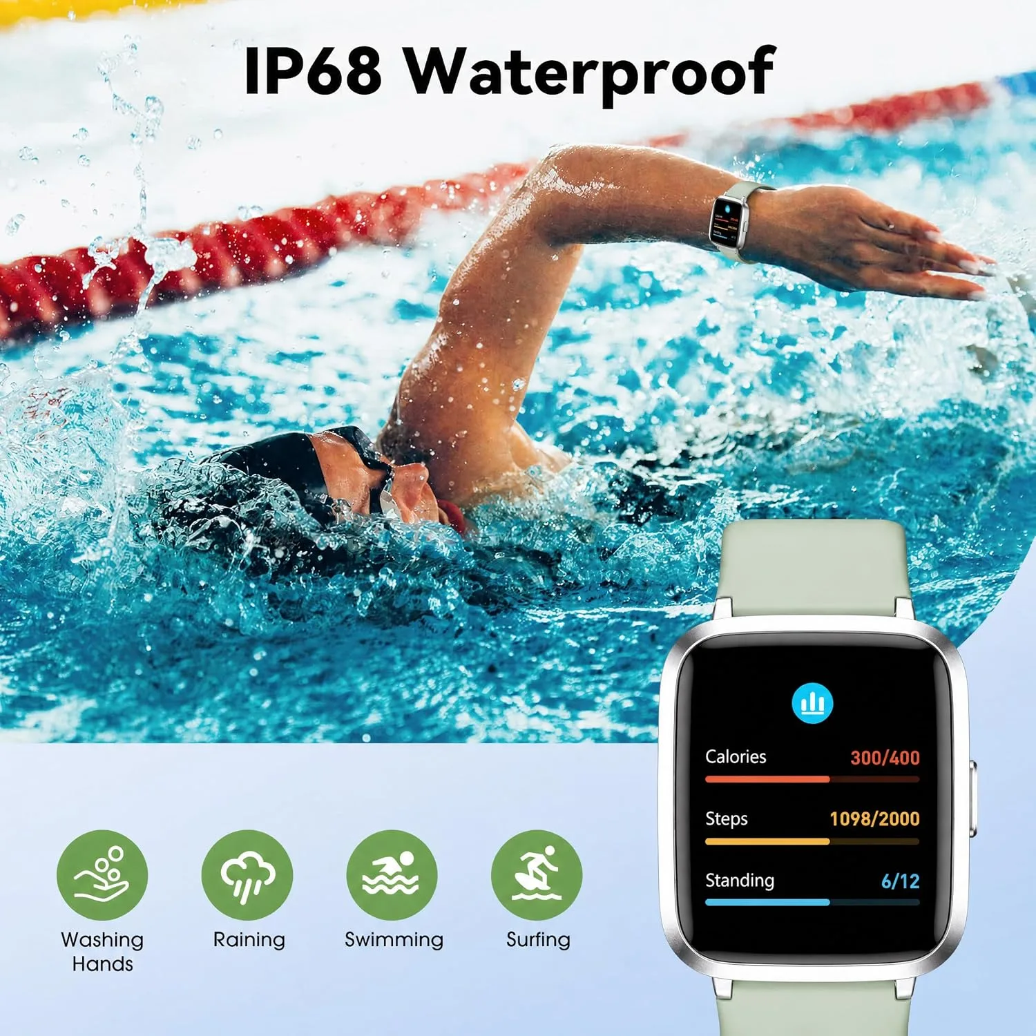 Fitness Tracker Watch with Heart Rate, No App No Phone Required, Pedometer