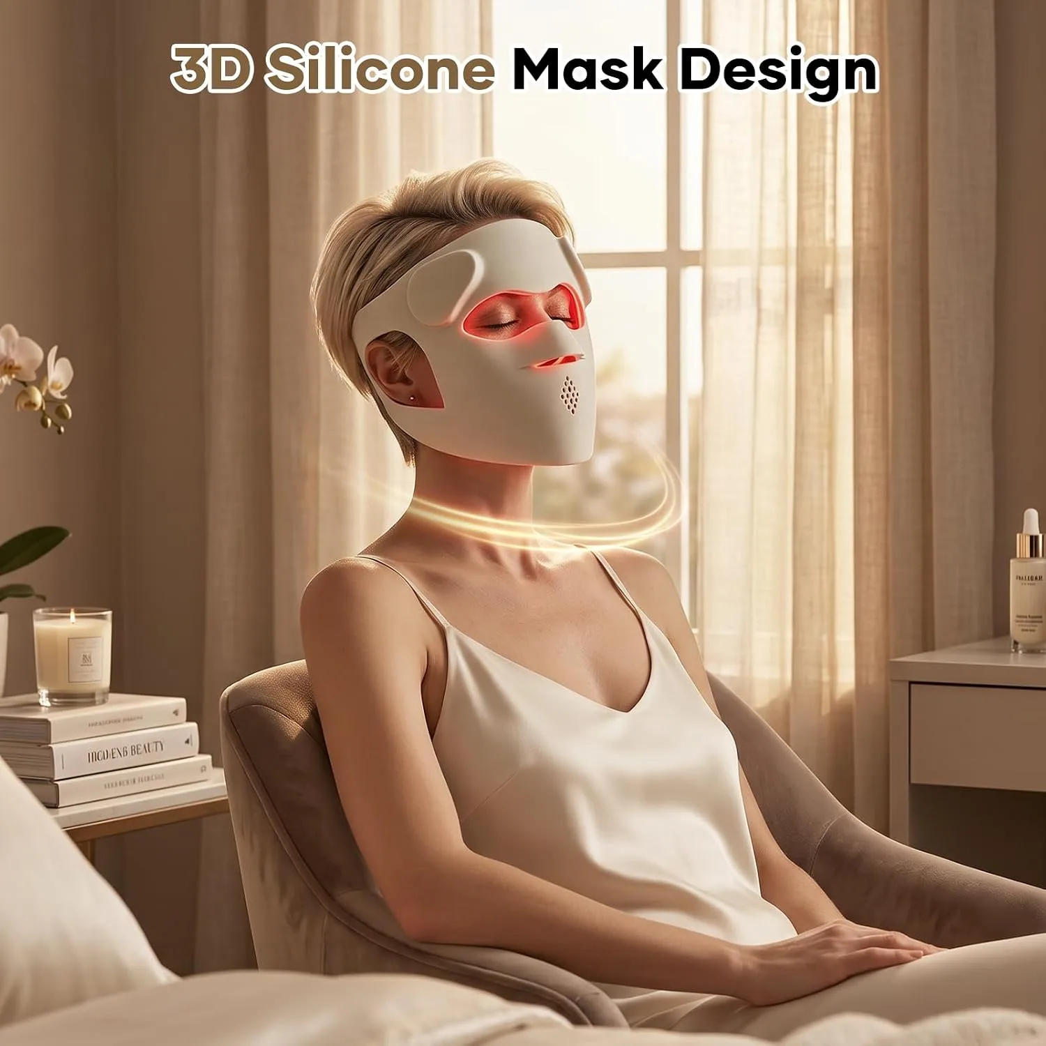 RB-061 Red Light Therapy Mask for Face,USB-C Rechargeable 850nm