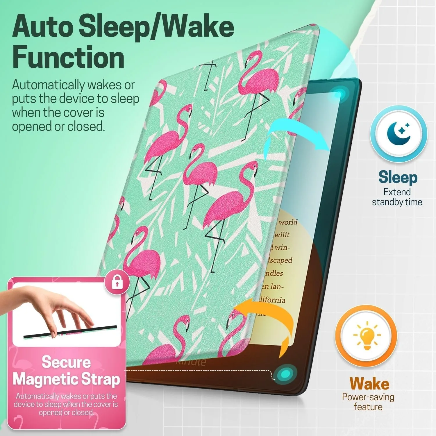 TNP Kindle Paperwhite 12th Gen Case, Colorsoft 7-Inch Cover, Flamingo