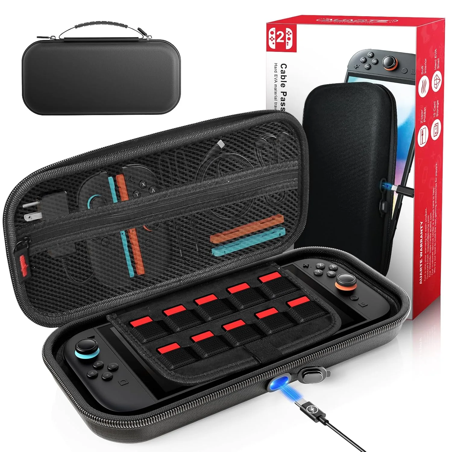 Auarte Switch Case for Switch 2 Console (2025)/OLED, [Charge Inside] Design