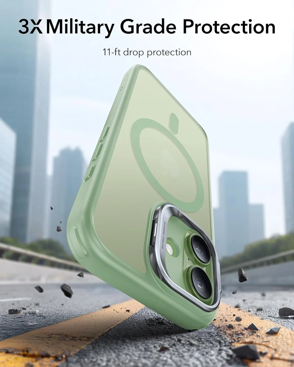 ESR Classic Hybrid for iPhone 17 Case with Flex Stand, Frosted Light Green