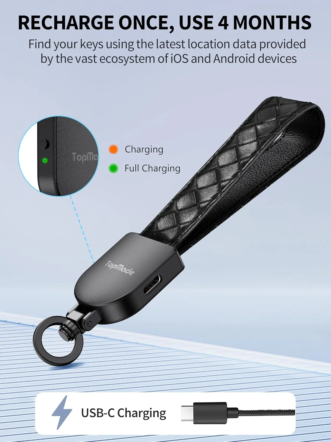Smart Keychain Tracker (iOS & Android) Car Key Finder, Black & Carbon Black