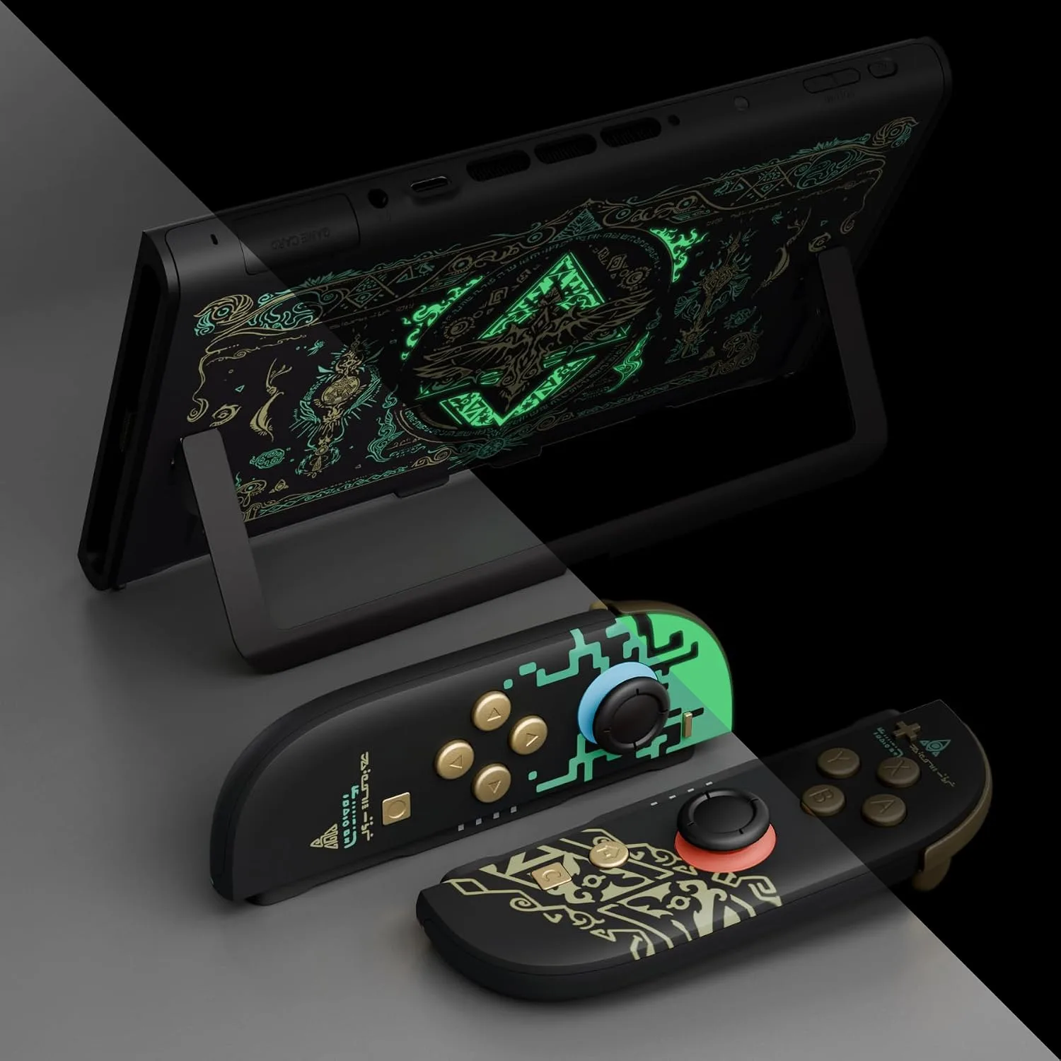eXtremeRate DIY Replacement Shell Buttons for Nintendo Switch 2, Full Set Back Plate Controller Housing with Buttons for Switch 2 Handheld Console & Joycon 2 - Deluxe Version - Totem of Kingdom Black