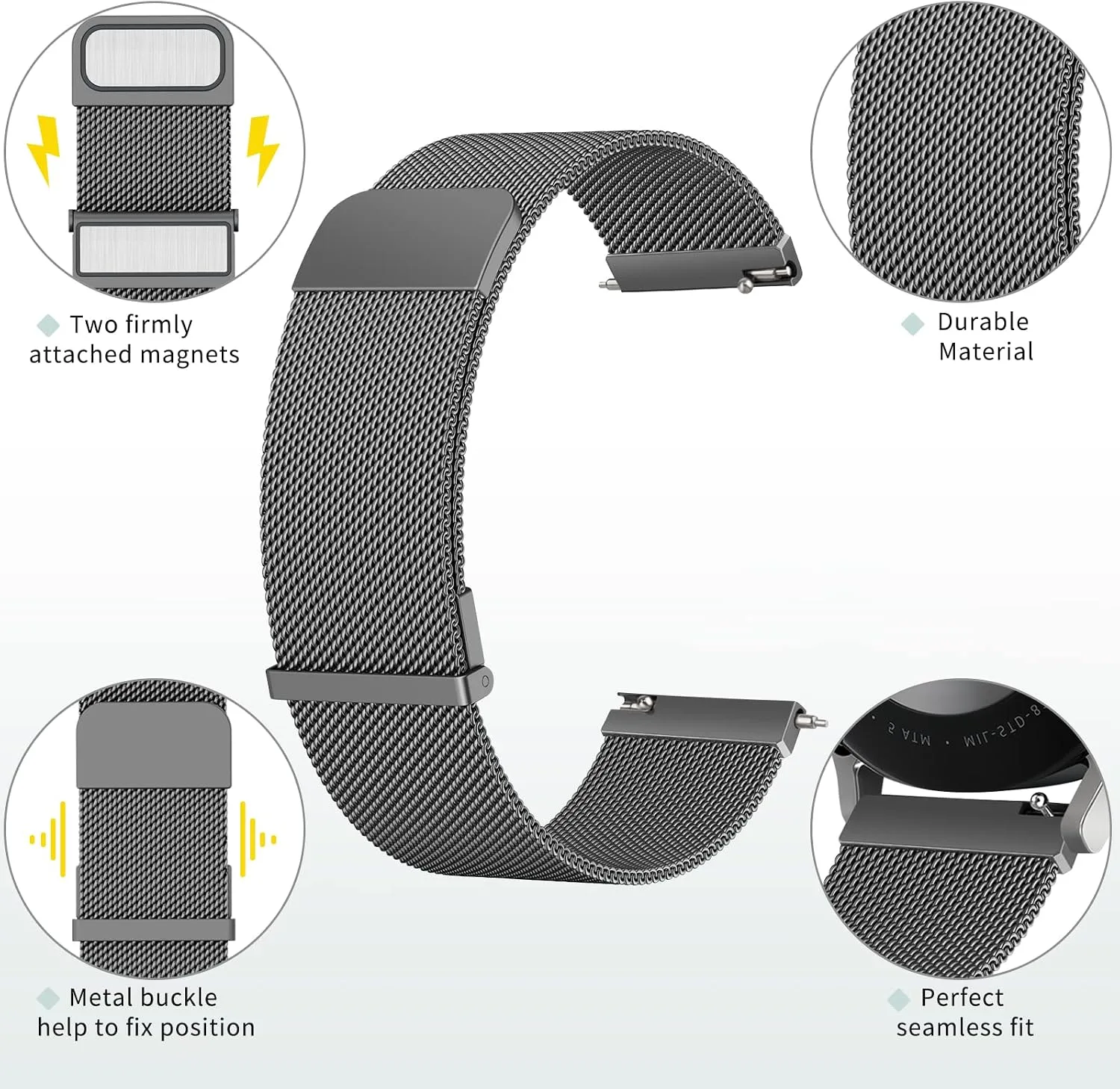 Metal Bands Compatible with IDW13,IDW16,IDW19 Smartwatch Bands, 22mm Stainless Steel Metal Replacement Strap for Fitpolo IDW13/Woneligo W13 Smartwatch Bands,ENOMIR/TOOBUR/MILOUZ/Gydom/Faweio/Veryfit IDW19 Smartwatch Bands