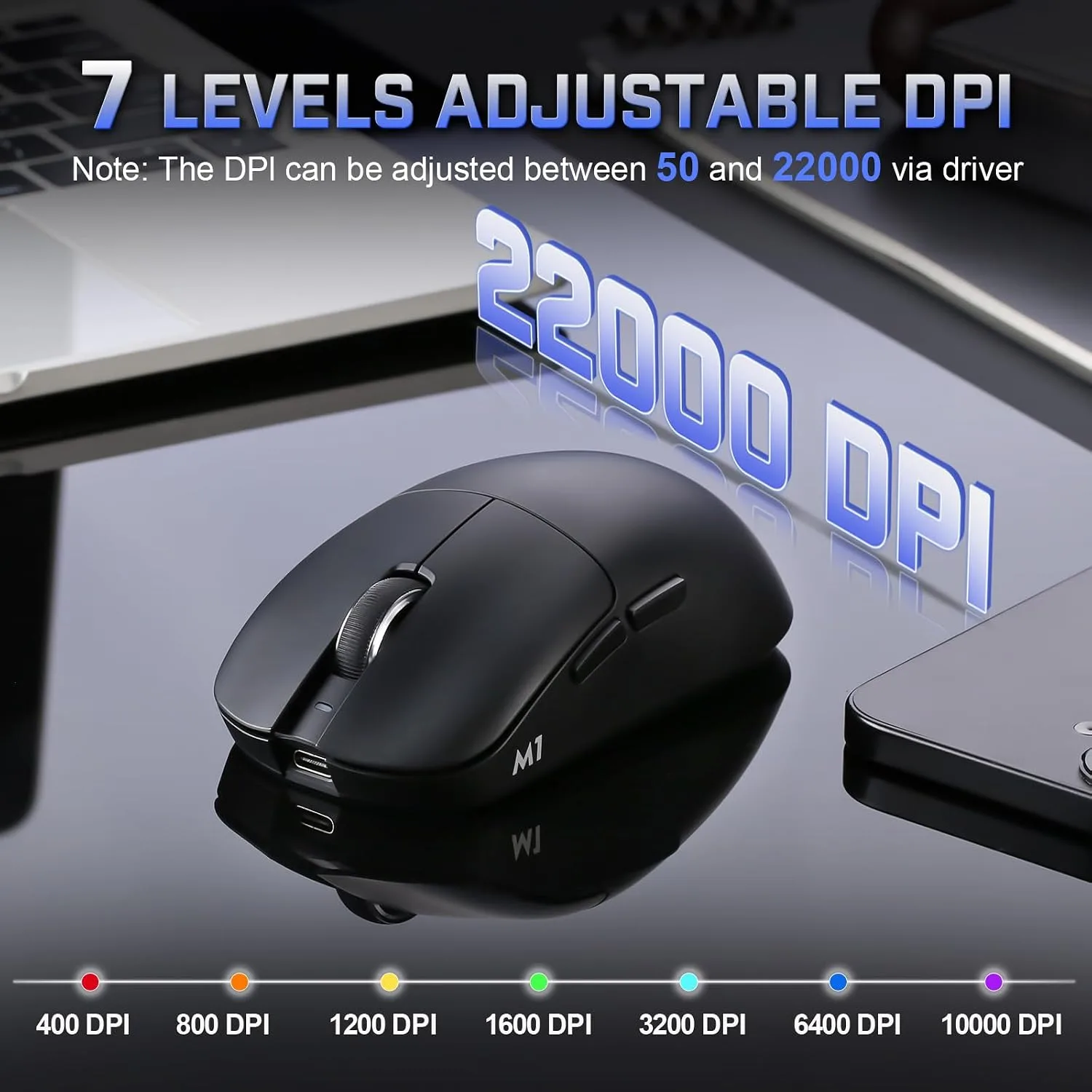 YUNZII M1 PAW3311 Sensor Wireless Gaming Mouse (Black)