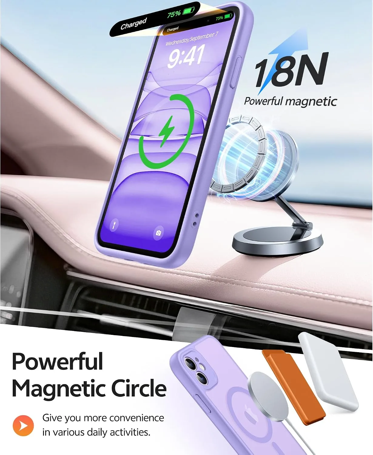 FNTCASE for iPhone 11 Phone Case, Fit for Magsafe, Light Purple