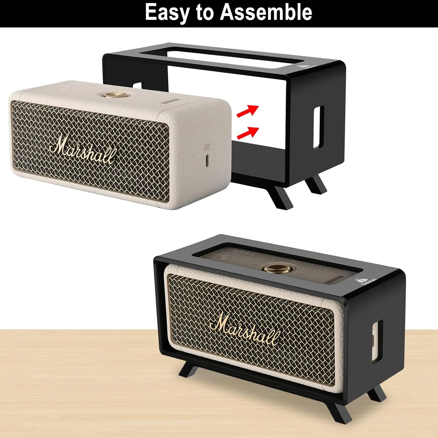 Acrylic Desktop Stand Holder Compatible with Marshall Emberton/Emberton II/Emberton III Speaker, Table Holder Display Shelf Speaker Desktop Stand Shelf (Black)