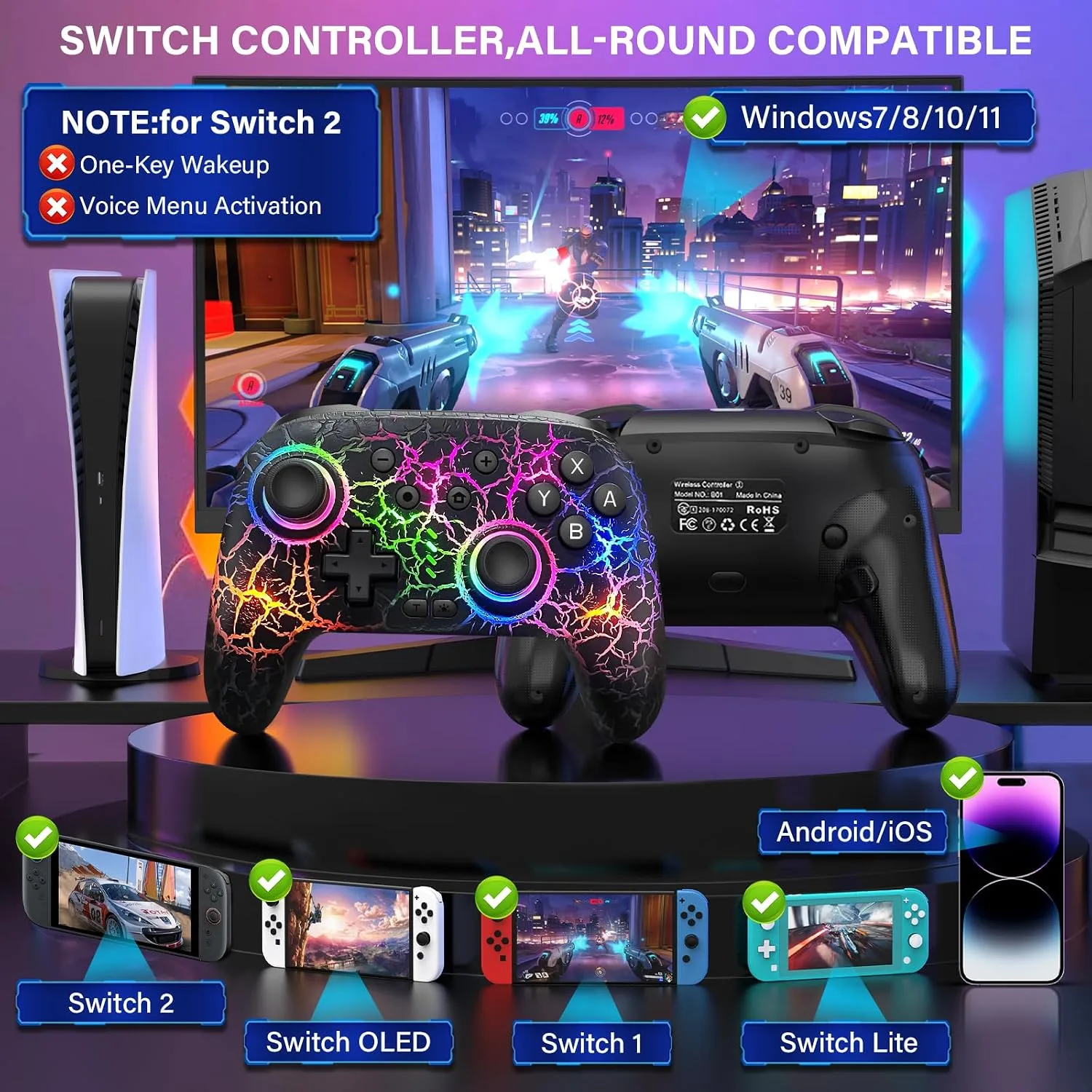 ZRZLMVP Switch Controller Wireless for Nintendo Switch/OLED/Lite/Switch 2