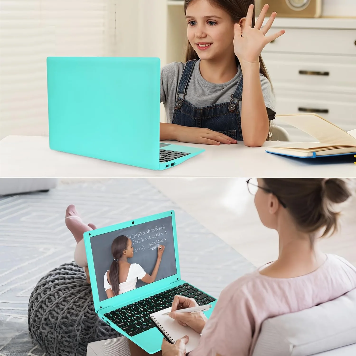 10.1 Inch Mini Netbook, Quad-Core Processor Laptop Computer, 2GB Memory 64GB Storage Android 12 Portable Notebook Built-in Webcam, WiFi & Bluetooth Keyboard & Mouse for Home Schooling & Office Work