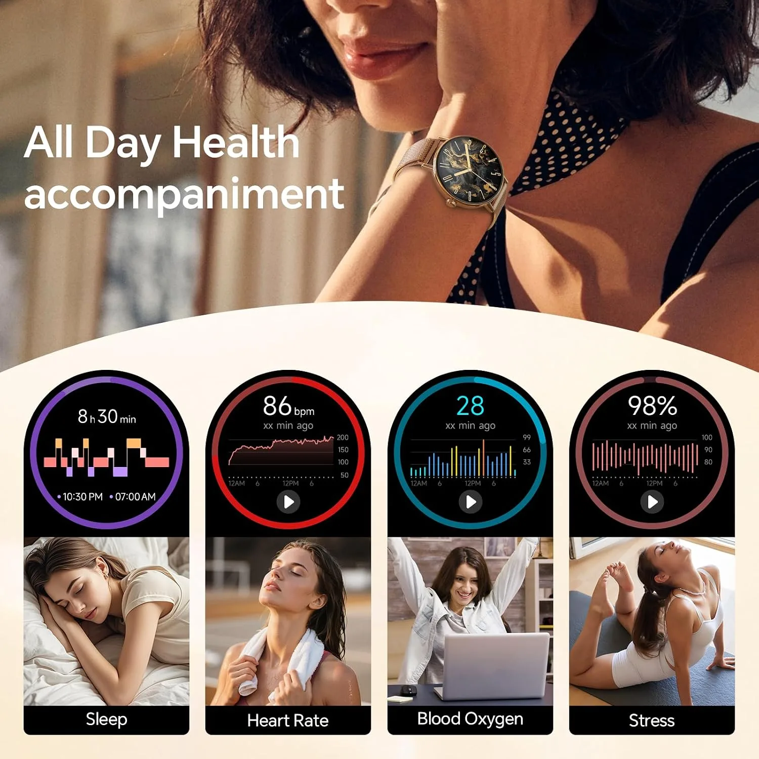 Yoever Smart Watch for Men Women,1.57" Touchscreen,Round Fitness Trackers