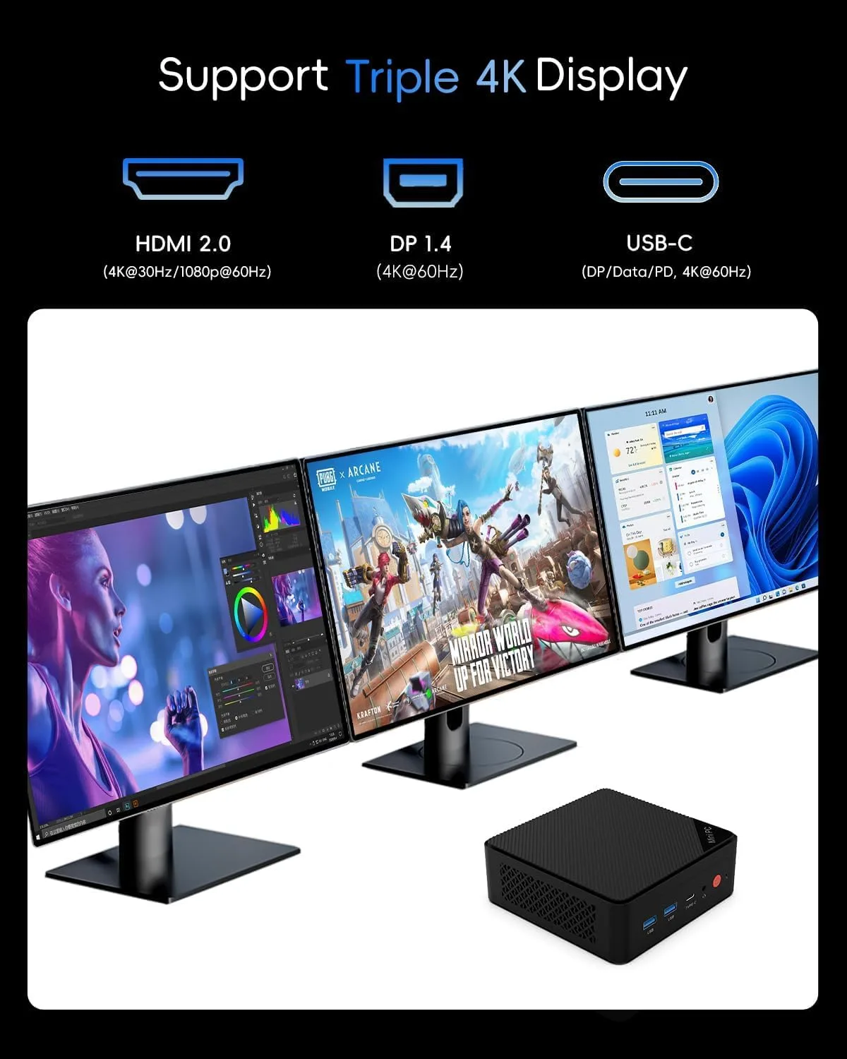 Mini PC, Intel 6500Y (Beats N5030, up to 3.4GHz), 16GB RAM 256GB SSD