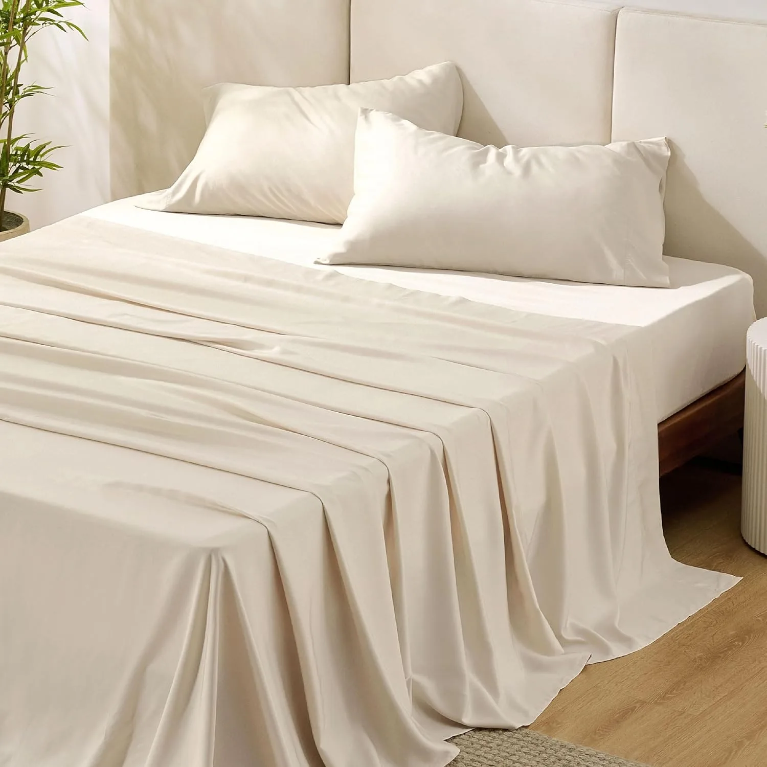 Bedsure PureWoven 100% Rayon Derived from Bamboo, Full Size Sheets, 4 PCS