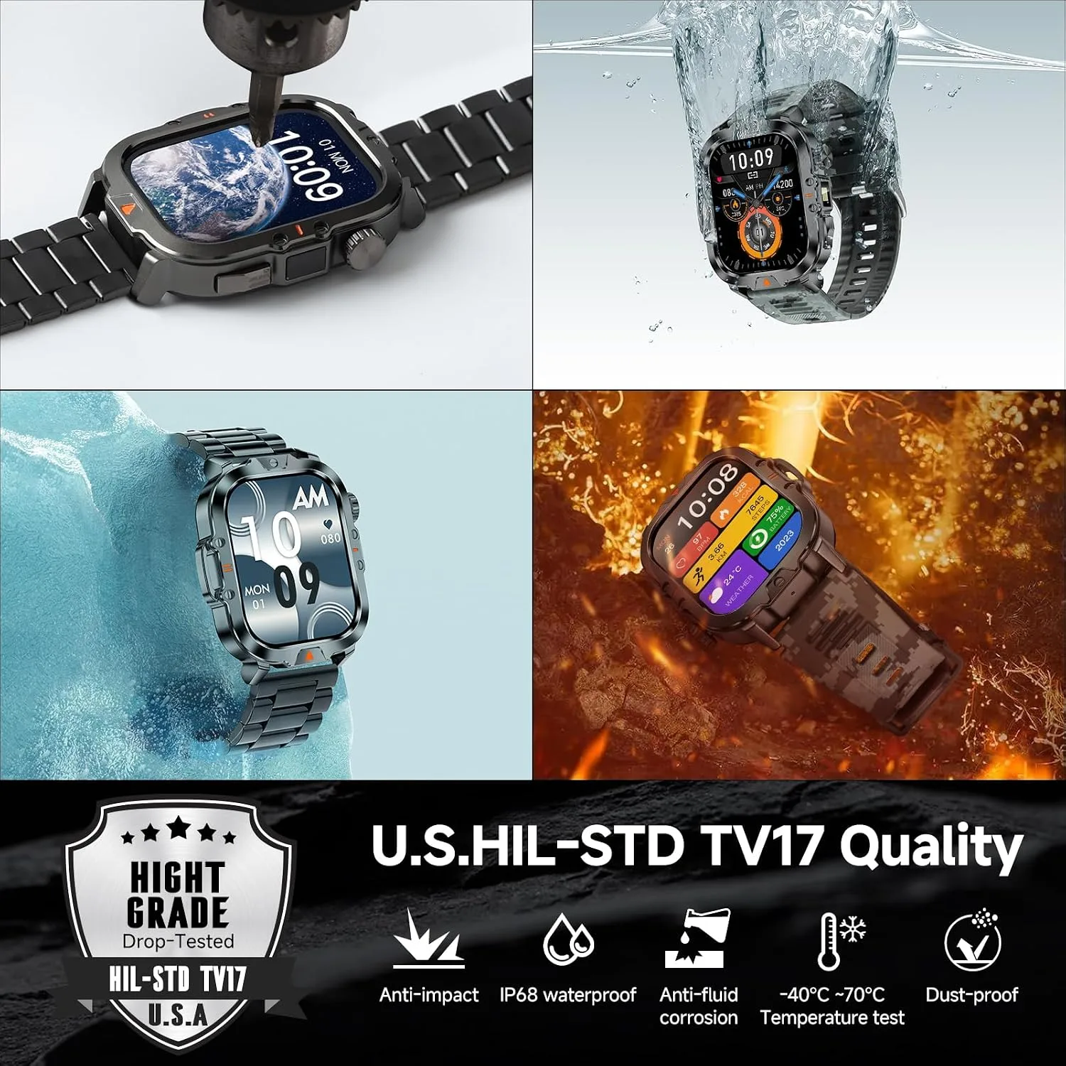 Smart Watch for Men Military Answer/Make Call 2.01″ Display