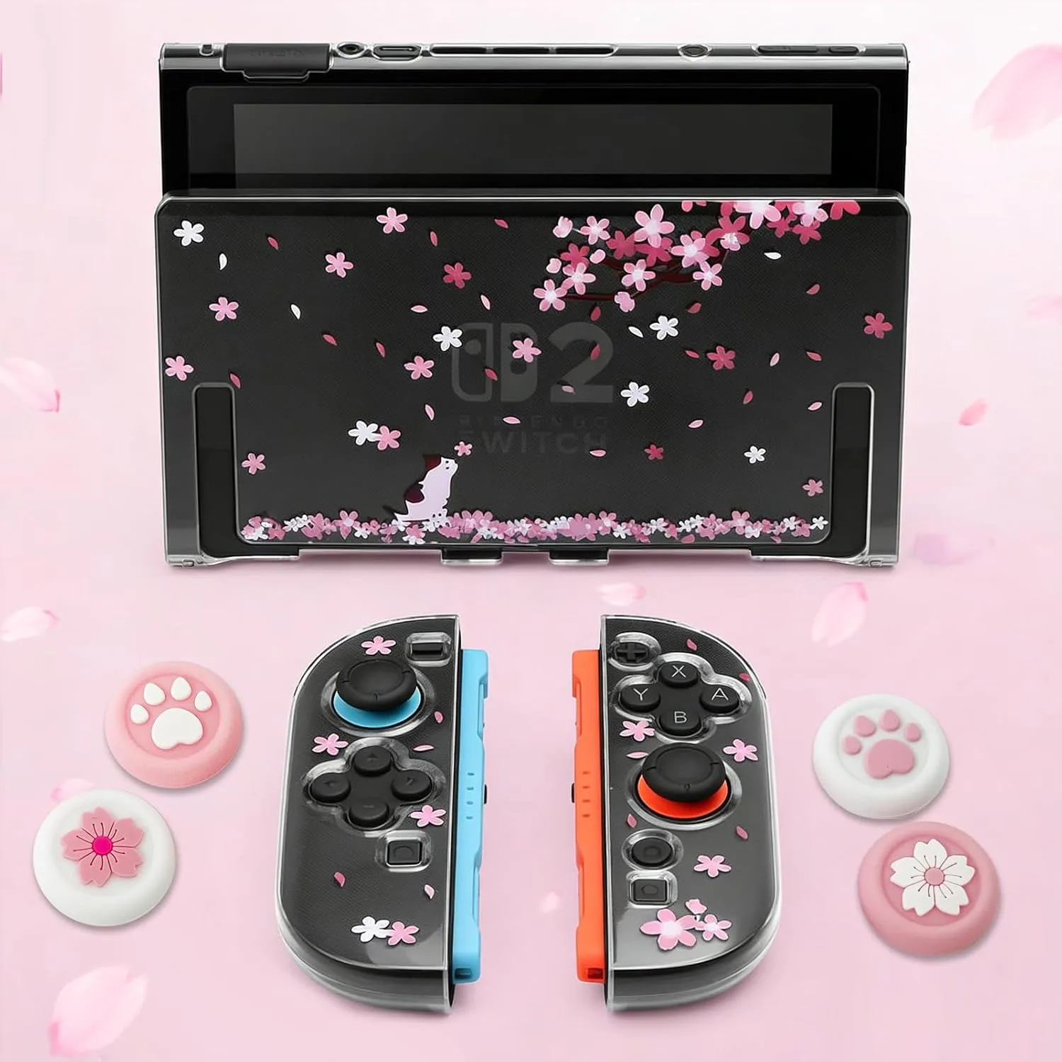Pink Travel Carrying Case Accessories Kit Compatible with Nintendo Switch 2 (2025).Pink Switch 2 Hard Protective Cover,Adjustable Stand,Screen Protector & Cute Thumb Grips 10 in 1 Gift.