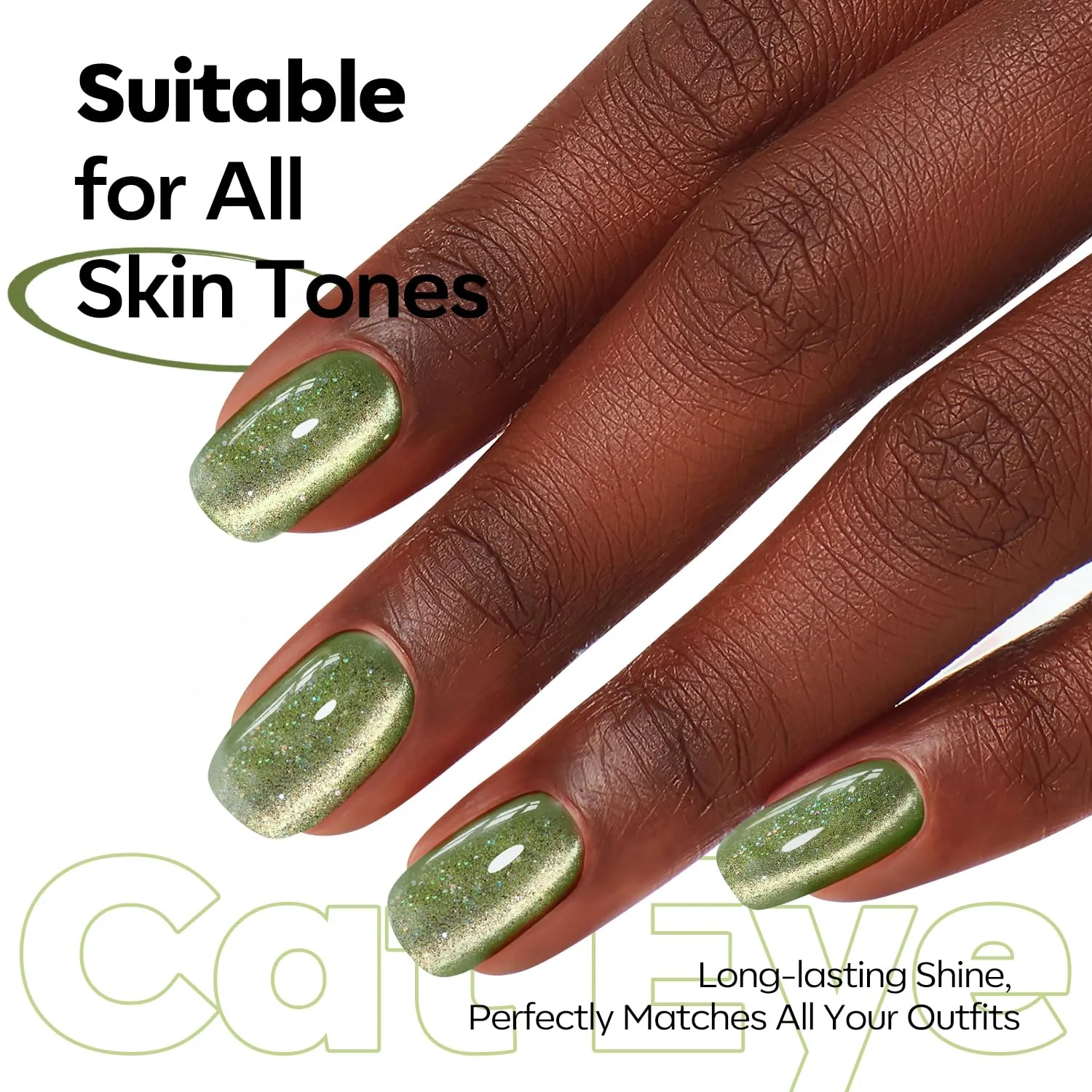modelones Cat Eye Gel Nail Polish Glitter Green Polish