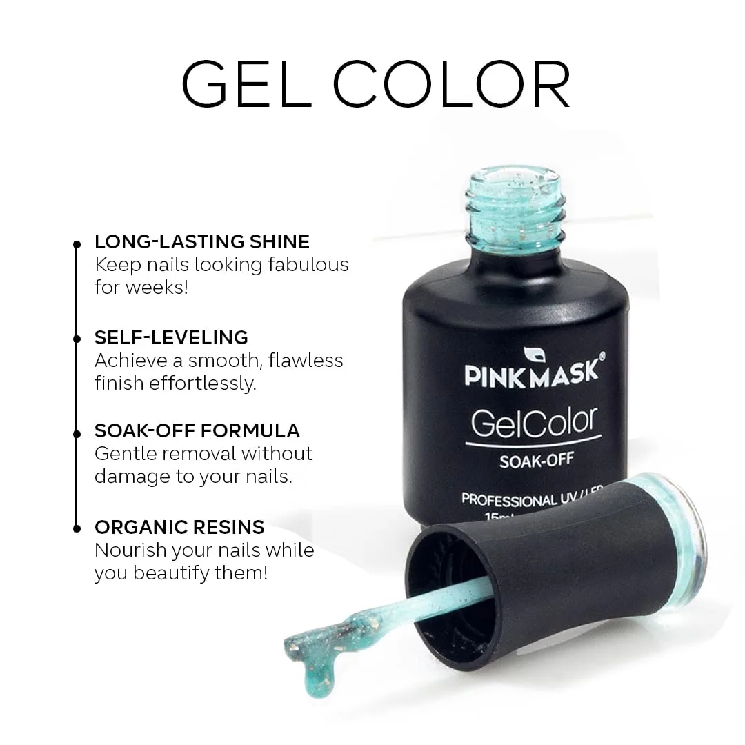 PINK MASK Professional Gel Color Base Coat Nail Polish - 15ml / 0.5 oz - Multiple Shades & Strengthening Formula - Long Lasting Soak Off UV/LED Gel Polish (Grape)