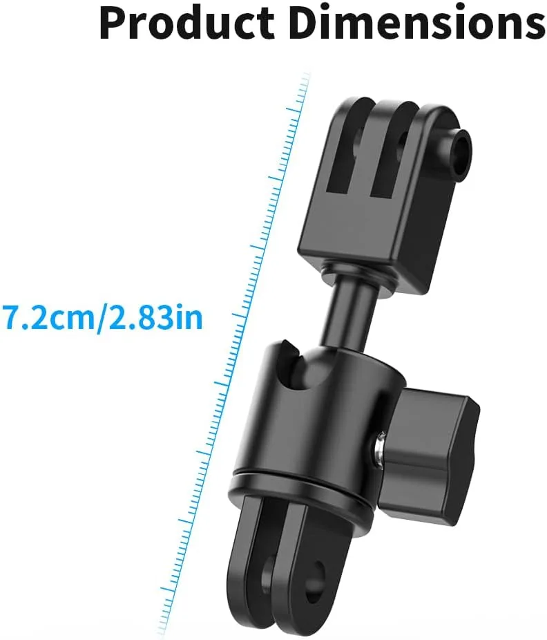 Aluminum 360 Degree Rotation Camera Swivel Mount, Vertical Metal Bracket Adapter Compatible with GoPro Hero 13/12/11/10, DJI Action 6/5 Pro/4, Sony and Other Action Cameras (Adjustable Adapter Mount)